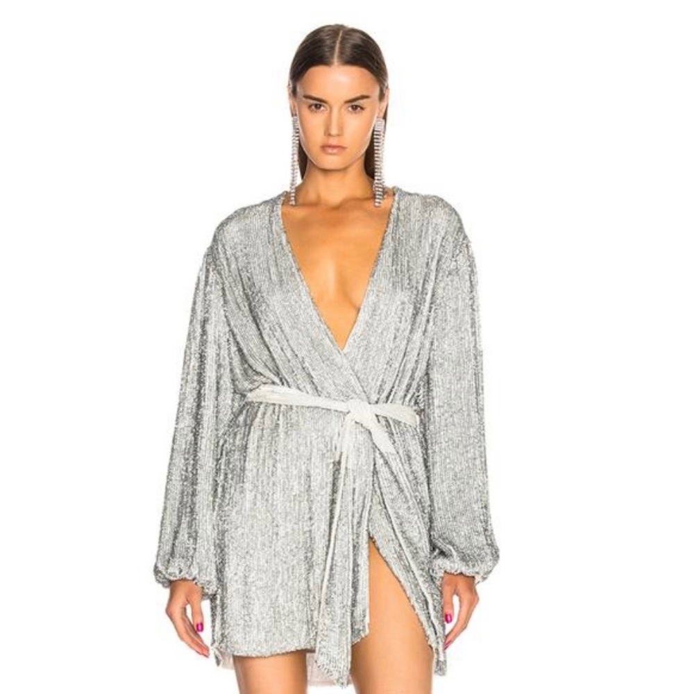 Retrofete Gabrielle silver robe dress NWT